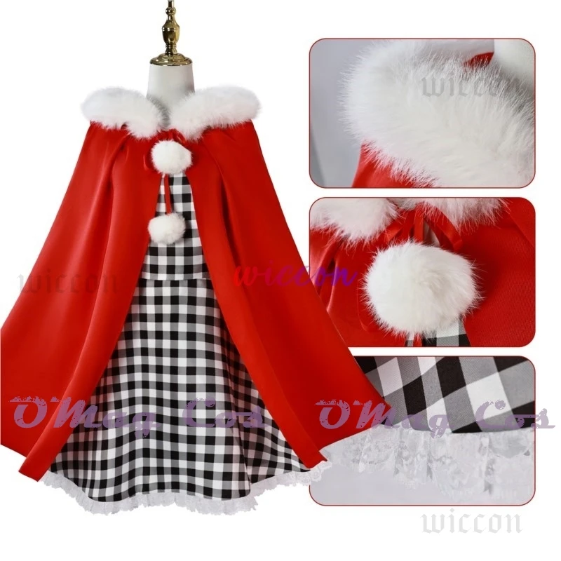 Anime cindy lou cosplay traje cindy xadrez vestido manto vermelho roupa peruca loira feminino crianças festa de halloween terno presente de natal