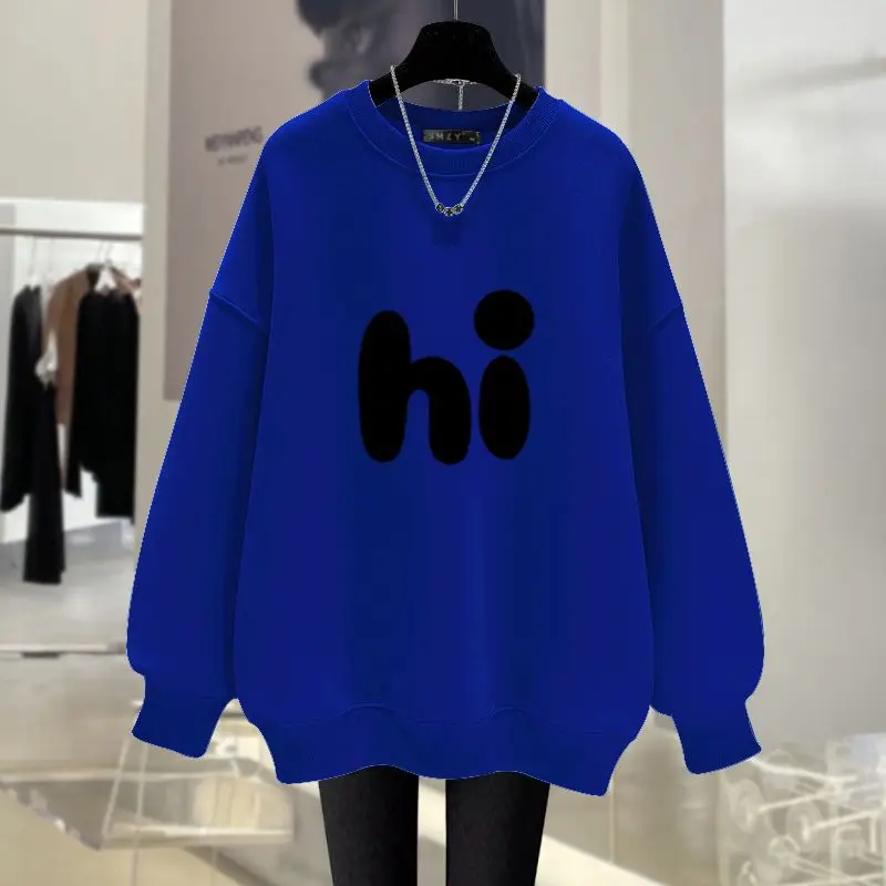 Autumn Women Clothing Y2K Letter Printed Hoodies Vintage Casual Loose Long Sleeve Sweatshirts Fashion O-neck Capless Pullovers