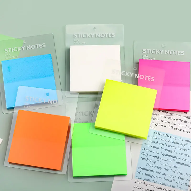Waterproof Colorful Sticky Notes, Transparente, Quick Dry, Memo Pad Postado, Adesivo, Message Reminder, Escritório, Escola, 50Sheets