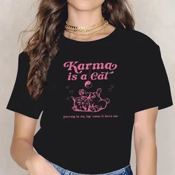 Karma Is A Cat Shirt Music Shirt Taylor Merch Tour Plus Size Cute Streetwear Loose Harajuku Swift O-Neck Short Sleeve Shirts