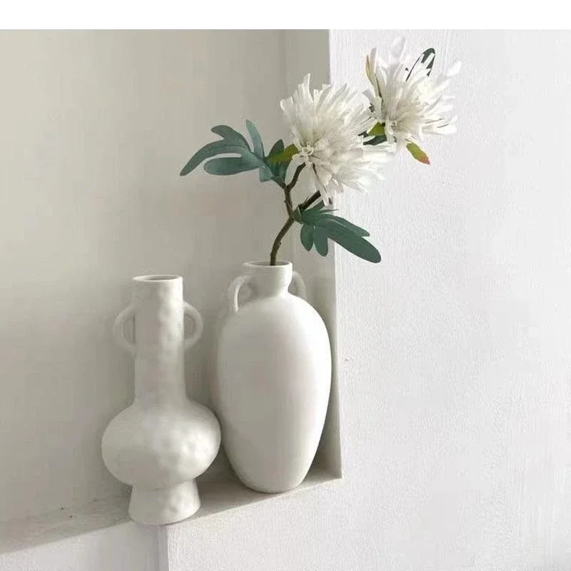 Minimalist White Ceramic Vase Flower Pots Arrangement Hydroponic Porcelain Nordic Home Decoration Accessories Modern