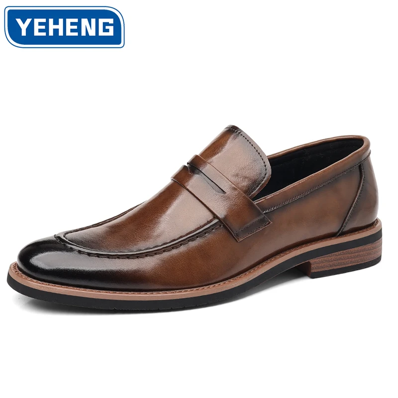 

Мужская кожаная обувь Модная новая весенняя свободная повседневная мужская обувь Дизайнерская простая деловая кожаная обувь на мягкой подошве для мужчин