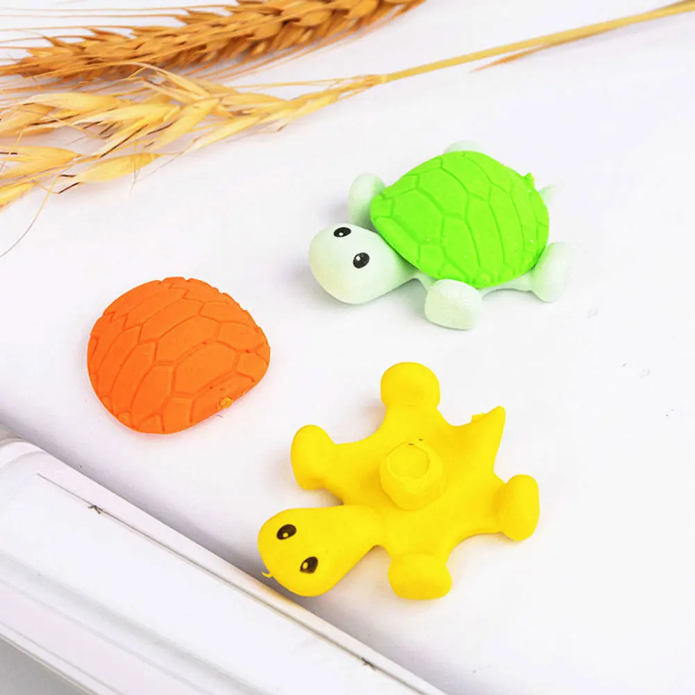

16 Pcs Little Turtle Cartoon Eraser Pupils Erasers for Kids Cute Stationary Pencil