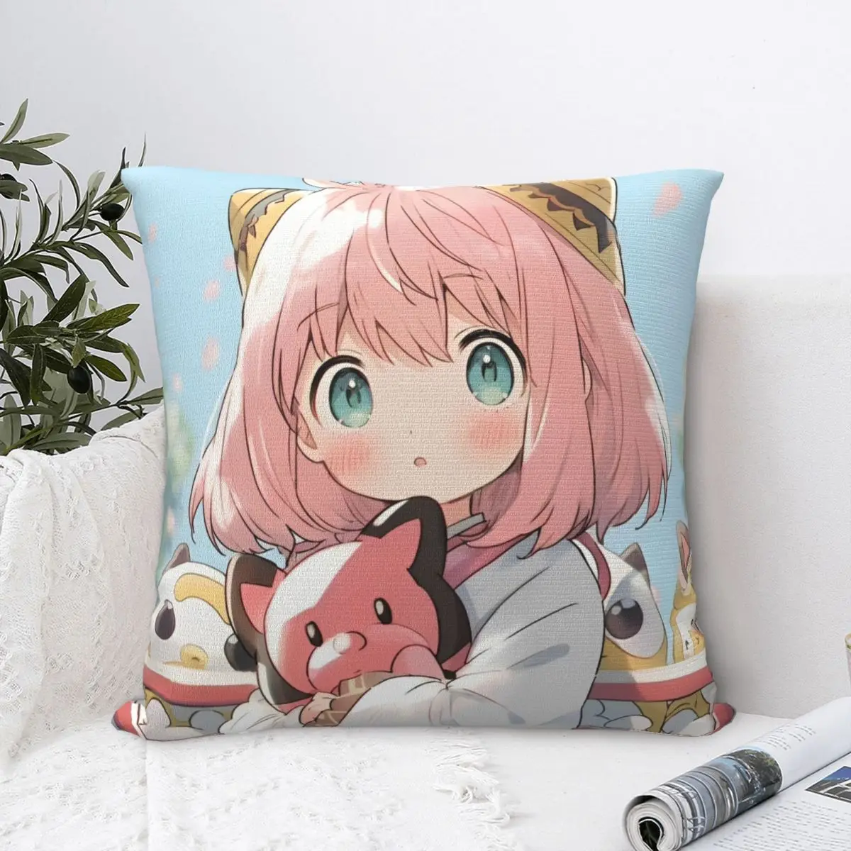 Spy X Family Kawaii Anya Pillowcases Bed Car Cartoon Anime Cushion Case Funny Pillow Cover 45*45