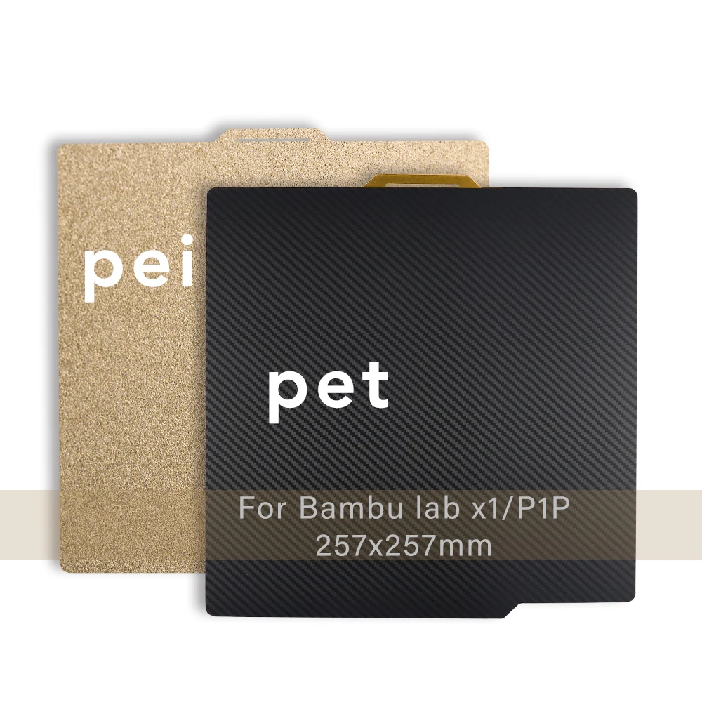 

For Bambu Lab x1 Build Plate PEI PET Sheet 257x257mm Bed Upgrade Texture PEI Double Sided Spring Steel For Lab P1P 3D Printer