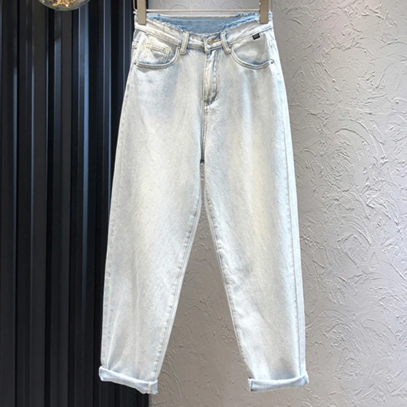 

2024 Cowboy Autumn Jeans For Women 2024 Stretch Ankle Length Casual Denim Pants Ladies Fashion Harem Mom Harem Trousers E122