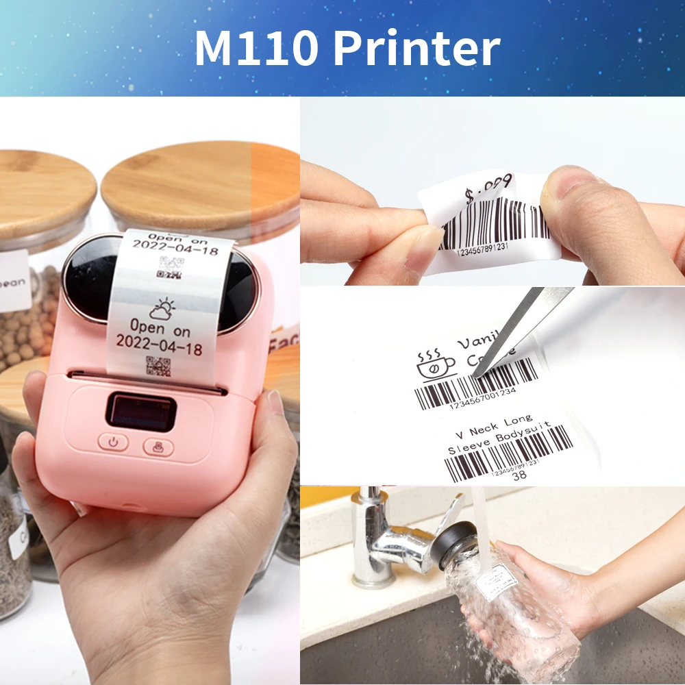 

Phomemo Label Printer M110 Mini Printer for Labeling Logo, Cable, Retail, Barcode Thermal Label Printer Phomemo Pocket Printer