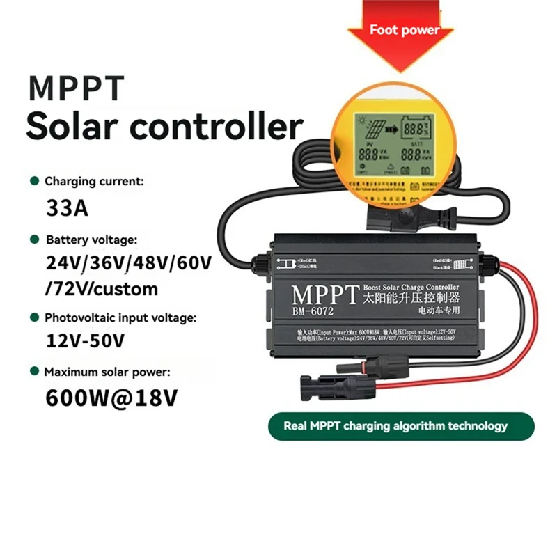 

-A15I 600W Solar Boost Charge Controller MPPT Electric Car Charging Voltage Regulator For 24V 36V 48V 60V 72V Battery