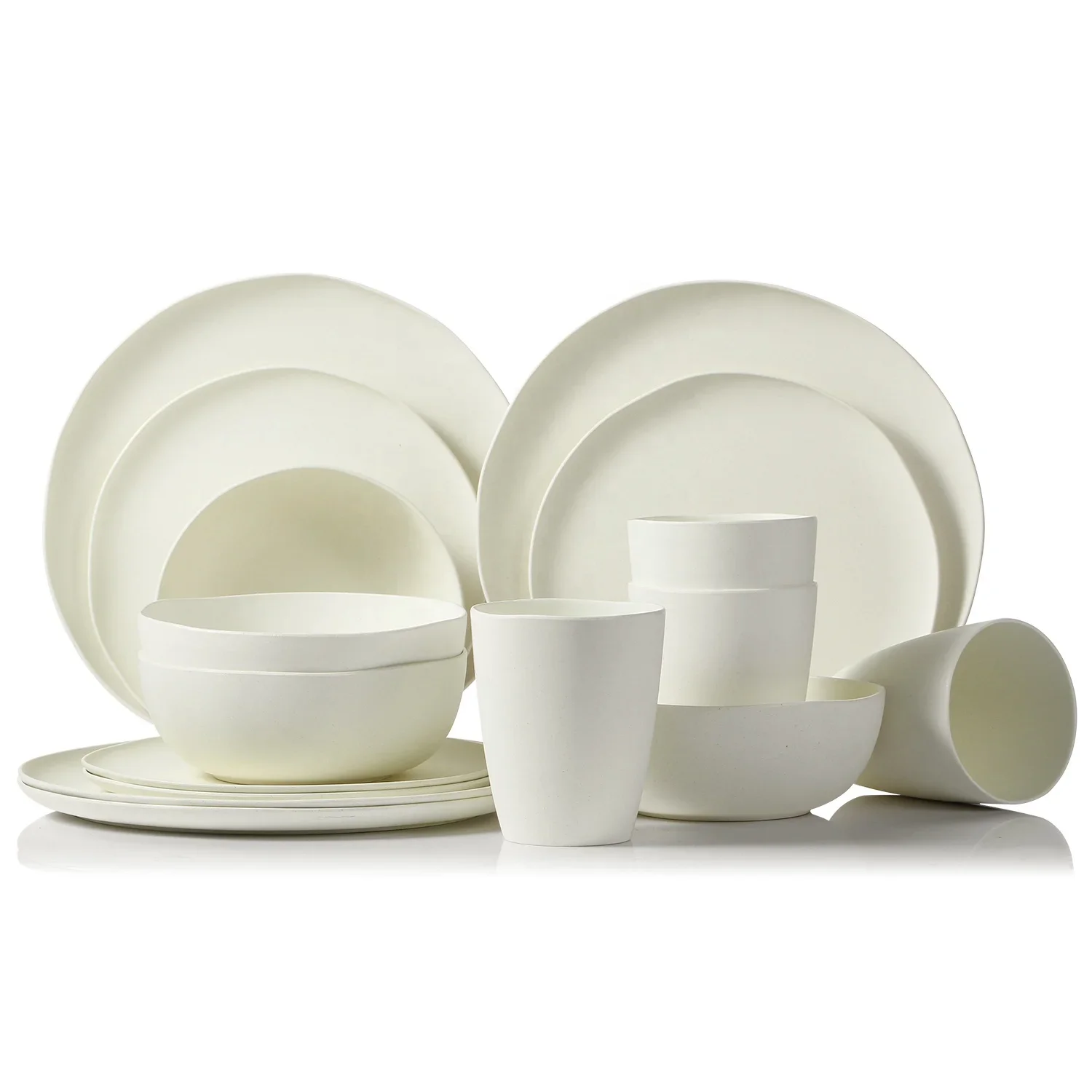 16pcs 4 people Eco Friendly Dinner Set Reusable Plant Based PLA Tableware Dinnerware Set for Party Picnic set