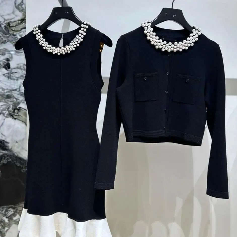 

Высококачественная версия, трикотажная юбка-кардиган, комплект Dr для женщин, модная весенняя коллекция Sle