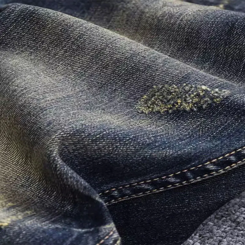 Newly Designer Fashion Men Jeans Retro Washed Stretch Straight Slim Fit Ripped Jeans Men High Quality Vintage Denim Pants Hombre