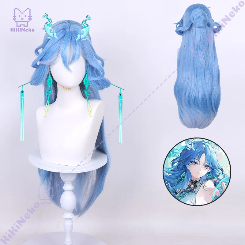 Game Wuthering Waves Qingxiao Cosplay Wig Scalp Top Clip Hair Bun For Halloween Comicon Party Adult Women Men