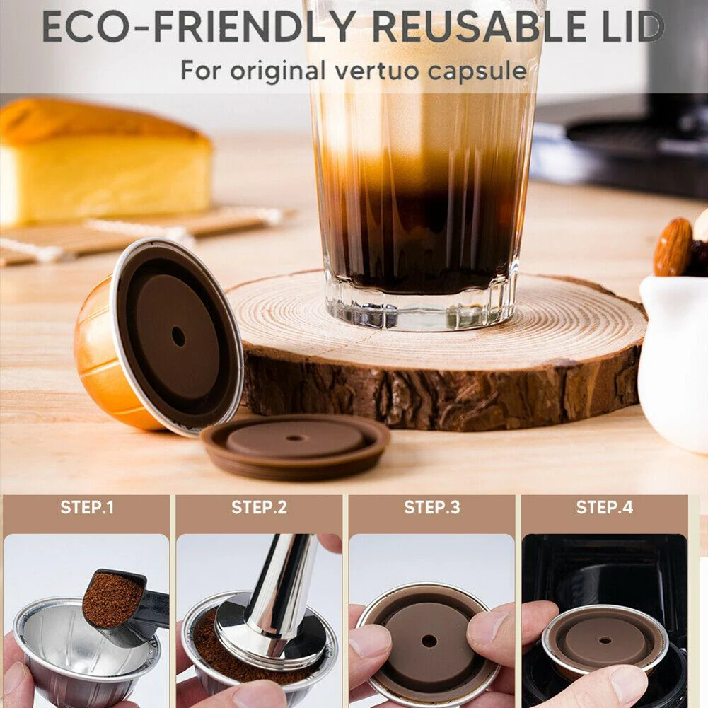 

Reusable Coffee Capsule Lid Silicone Reusable Filter Refillable Capsule For Vertuoline Coffee Pod Coffee Accessories