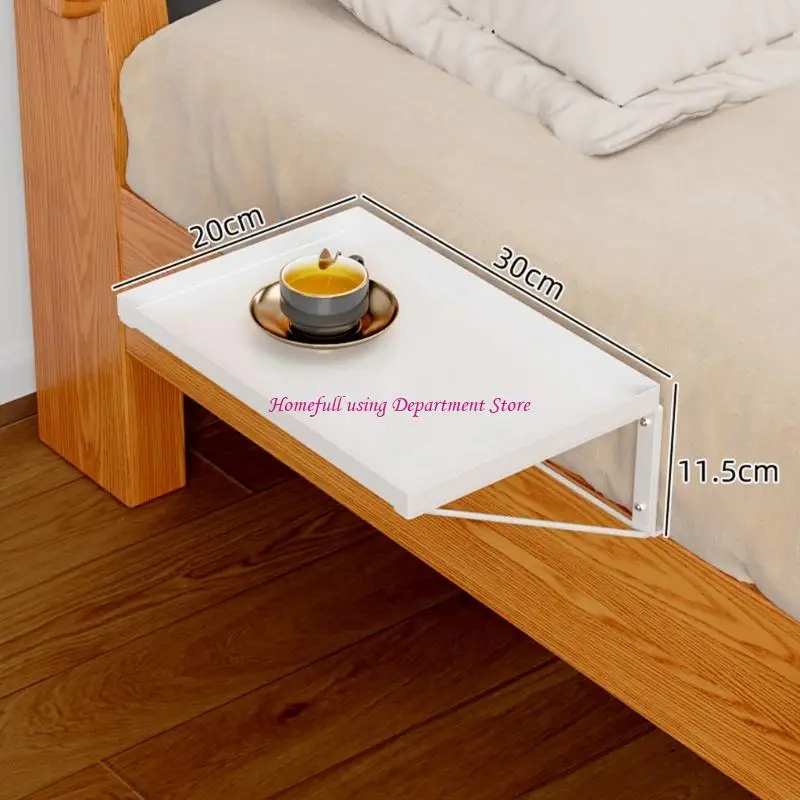 Clamp On Bed Shelf Carbon Steel Tray Rack with Raised and Support Frame for Dorm Room and Sofa Storage