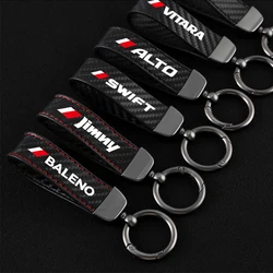 Carbon fiber Car Keychain For Suzuki Swift Ignis Jimny Celerio Baleno Grand-Vitara Ciaz Equator Ertiga Samurai S-Cross SX4 Alto
