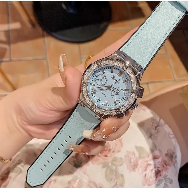 DINIMI Watch female fashion light luxury temperament brand national with calendar students high school girls set diamond