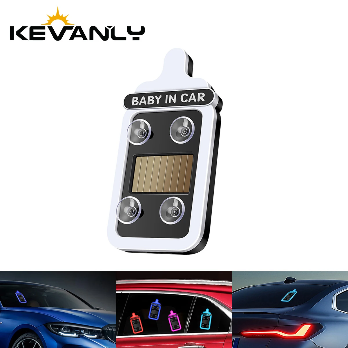 1PCS USB Solar Powered Bottle Shaped Baby In Car 35SMD LED Ambient Light Night Light Front Rear Window Shield Safety Warning Lig