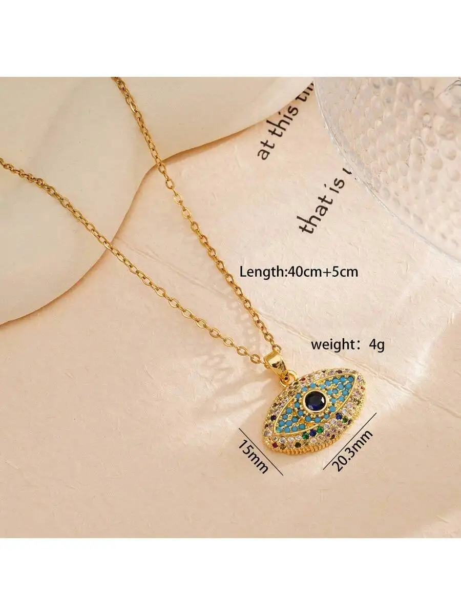 

Fashion Evil Eye Pendant Necklace For Women With Crystal Stones