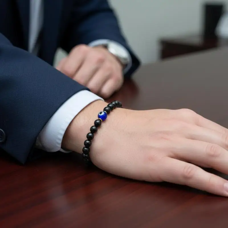 Schwarzes Turmalin-Schutzarmband, Heilendes Stressabbau-Armband für Frauen und Männer – Detail 6