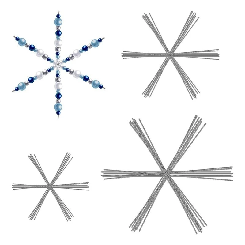 Xmas Beading Supplies- 24 Pcs Christmas Snowflake Wire In 3.7/4.5/6 Inch Sizes For Jewelry Making Wrapping Wire
