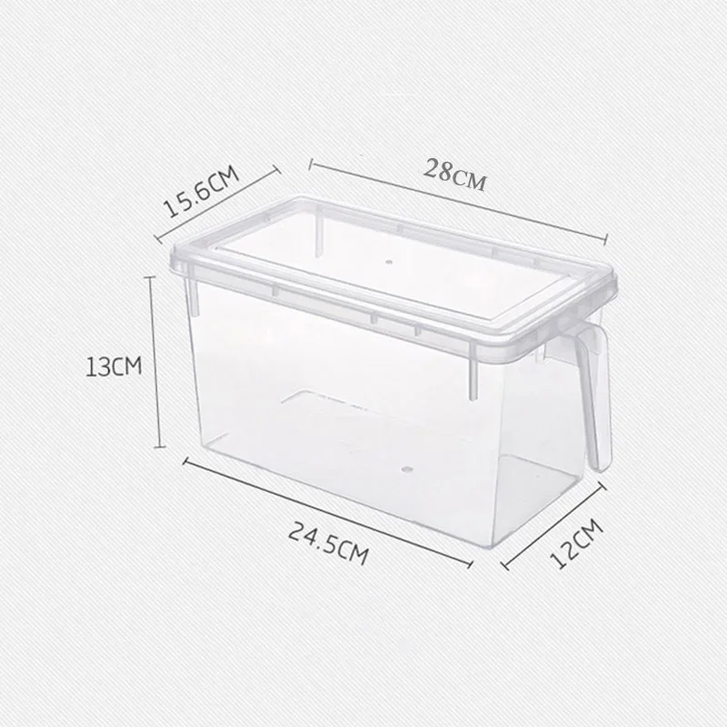 3pcs Refrigerator Storage Box Plastic Square Storage Containers with Handle and Lids Kitchen Food Keep Fresh Fridge Organizer