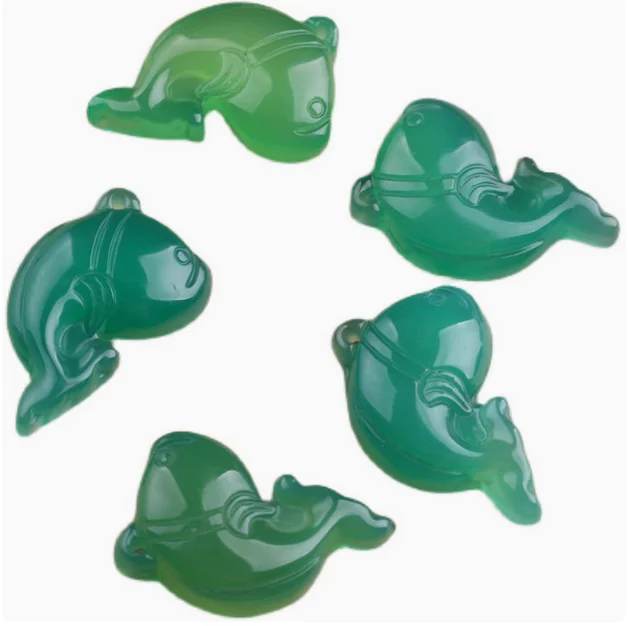 

Natural green agate chalcedony Dolphin Jade pendant Necklace Pendant Small animal children's pendant B74 NE