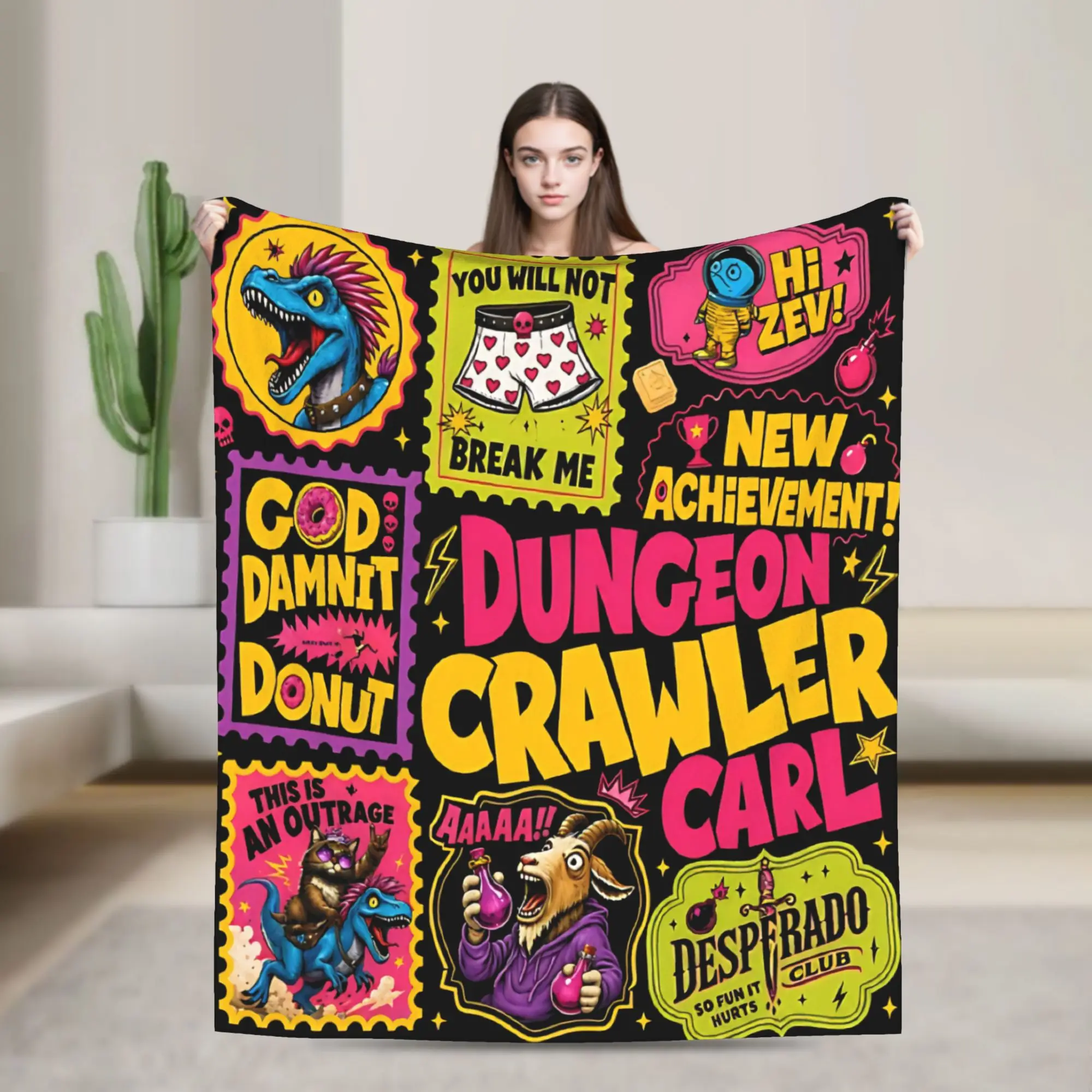 Carl And The Princess Donut and Mongo Dungeon Crawler Carl  Blanket Multiple Sizes Cozy and Lightweight  Throw Blankets
