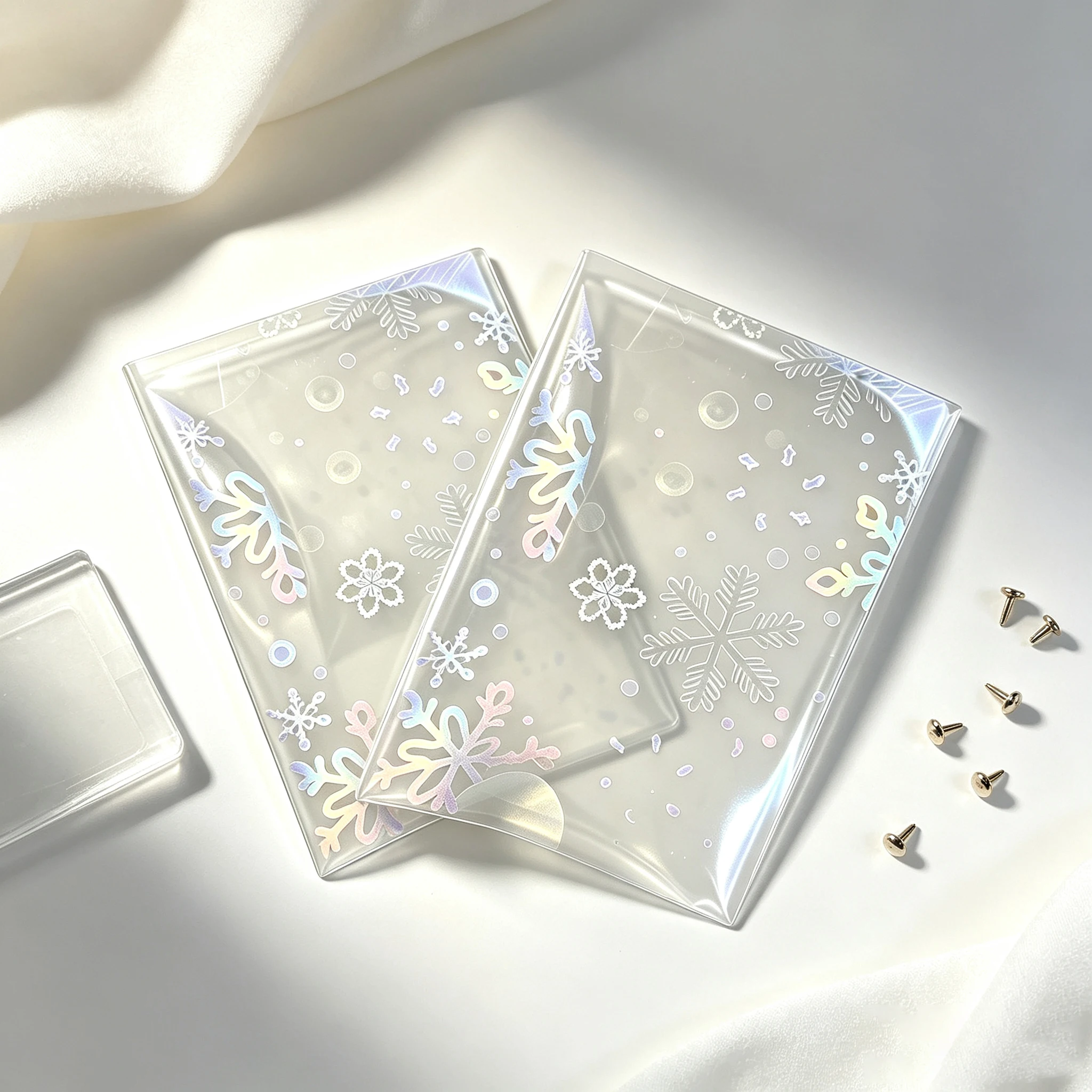 Holographic Card Sleeves, 56*88/61*88/65*90 Snowflake Transparent Card Protector for Tcg Standard Sized