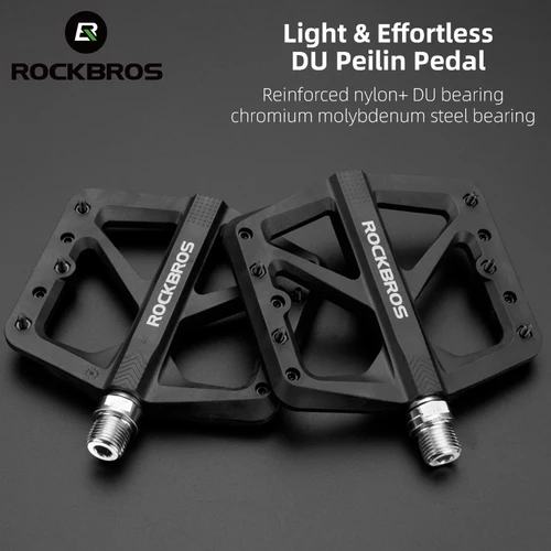 Pedales de bicicleta ROCKBROS, pedales de bicicleta antideslizantes ultraligeros con rodamiento DU de nailon, pedales de bicicleta de montaña de pie grande, accesorios para ciclismo