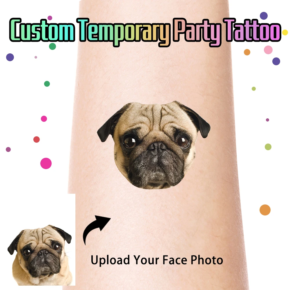 15pcs Custom Pet Photo Temporary Tattoos Personalized Your Pet As Sticker Design for Dog & Cat Lovers Pet Birthday Parties Decor