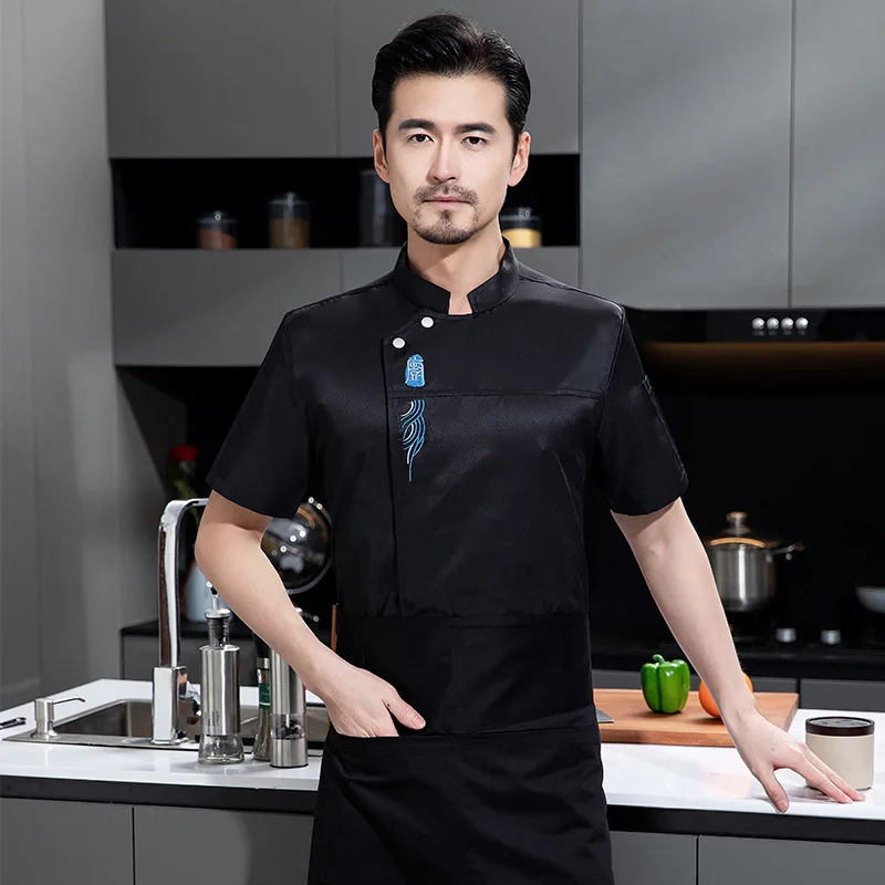 Uniforme de travail de Chef d'hôtel, manches courtes, Restaurant, boulangerie, pâtisserie, vêtements de travail de cuisine blancs, uniforme de Chef