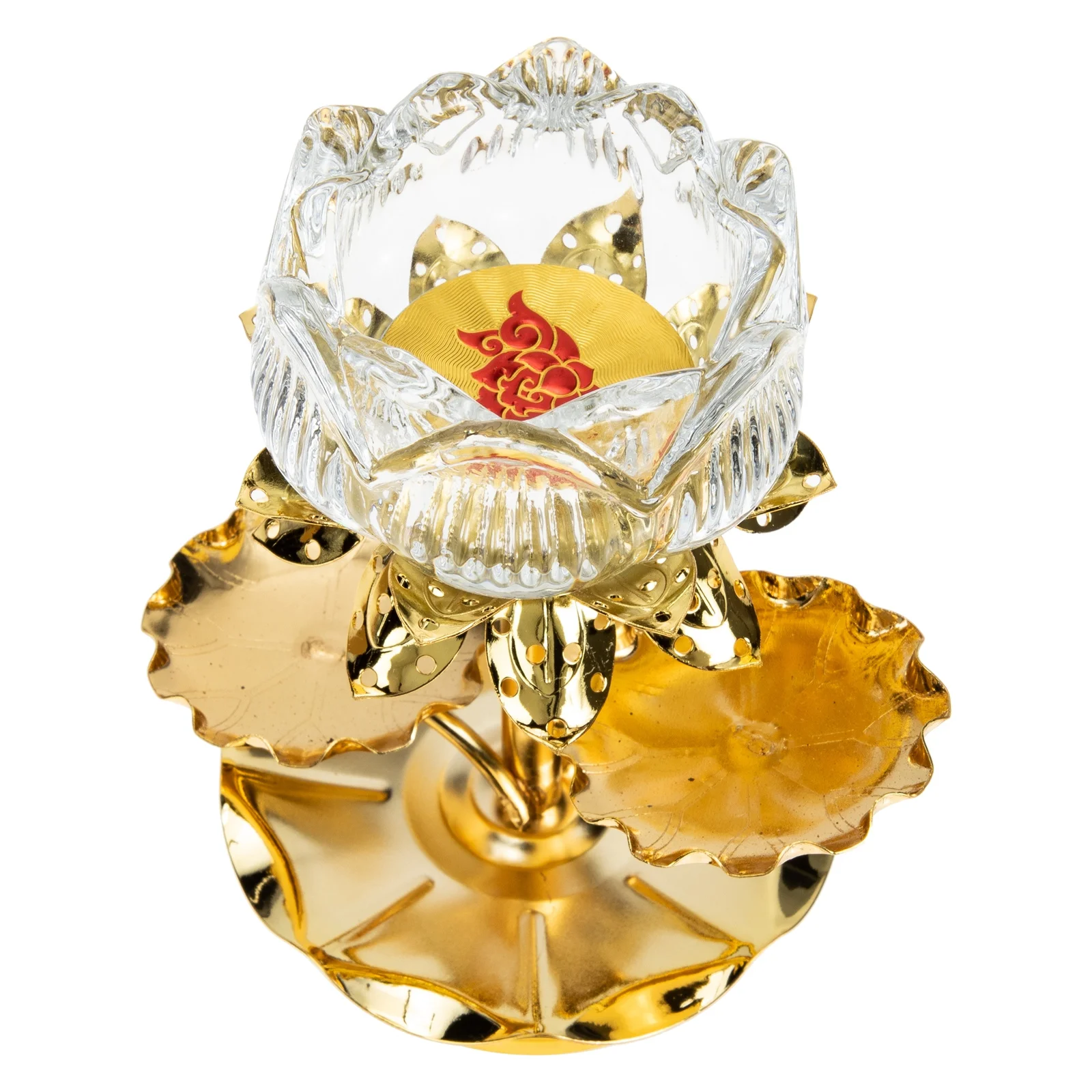 

Decorative Glass Stand Lotus Prayer Candlestick for Cozy Winter Summer Home Decoration Gift Glass Holders