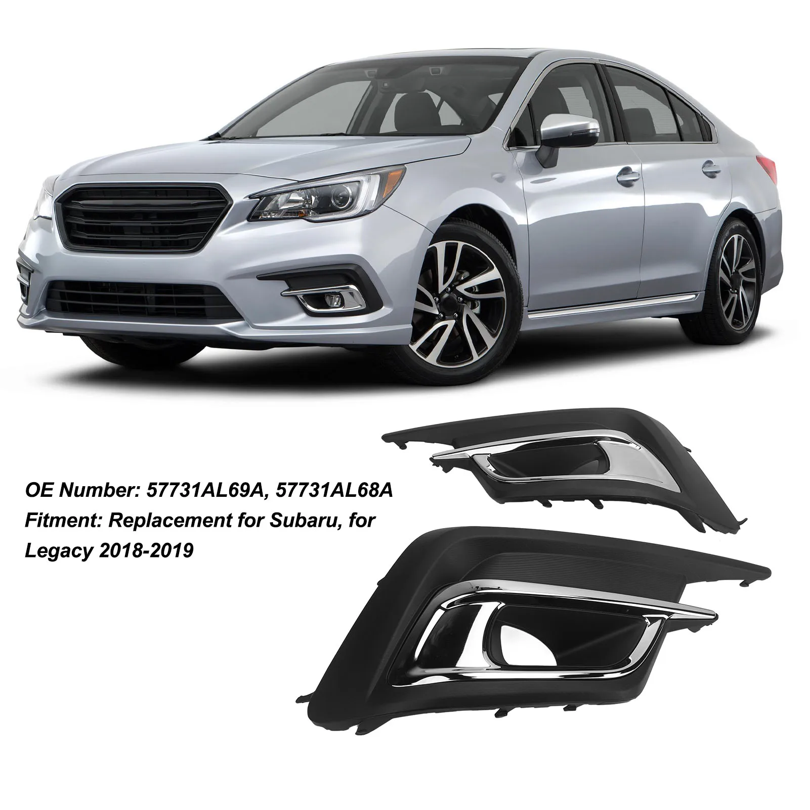 Nevoeiro Lamp Bezel Capa para Subaru Legacy 2018 para 2019, Styling Capa, Guarnição de Substituição, 57731AL69A, 1 Par