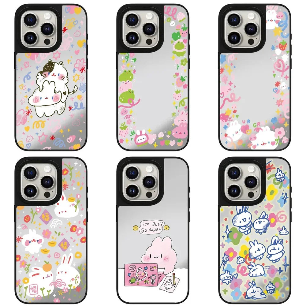 

Rabbit Busy Mirror Magnetic Phone Case Cover for IPhone 11 12 13 14 15 16 Pro Max Case for IPhone 16 Pro Max