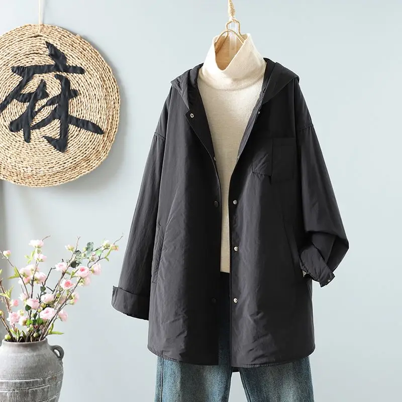 

Autumn and Winter Fashion New Women's Oversized Cotton Jacket Hooded Commuting Workwear Jacket