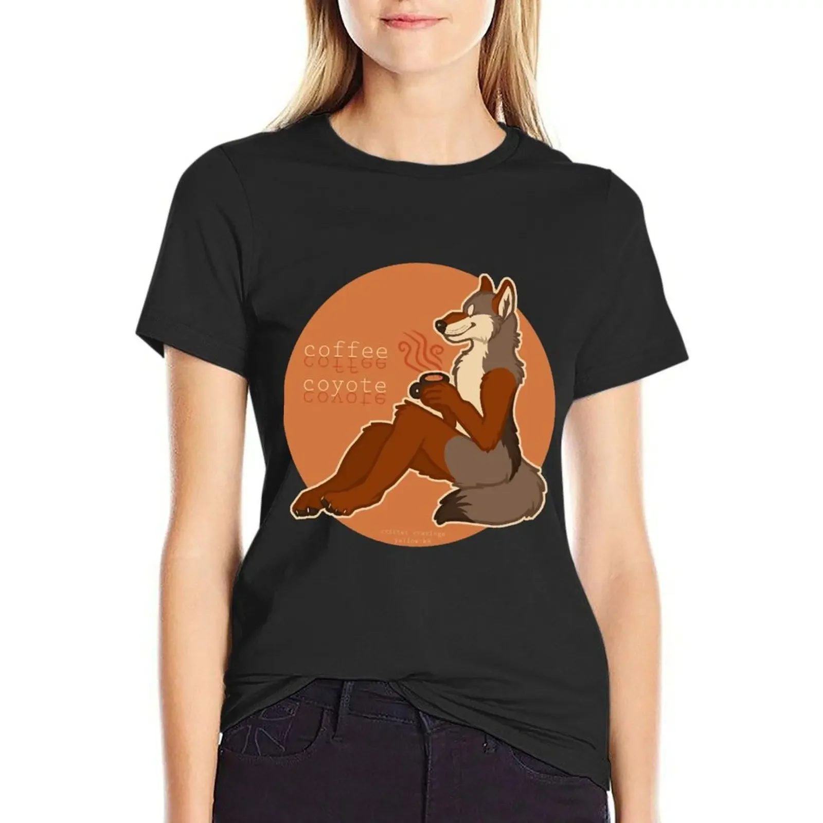 

Coffee Coyote T-Shirt aesthetic clothes lady clothes shirts graphic tees hippie clothes spring Women 2025