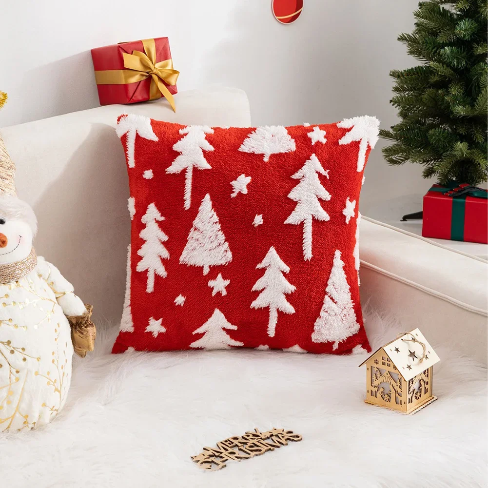 

Snowflake Velvet Christmas Pillow Covers Without Core 45x45cm Throw Pillowcase Christmas Tree Decorative Cushion Covers For Sofa