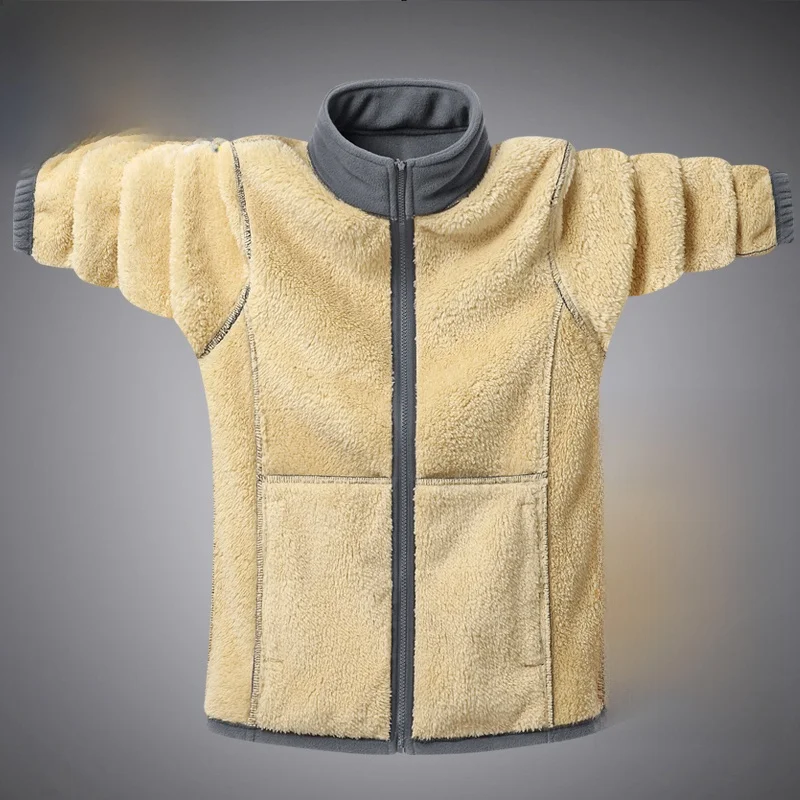 

Thiened Fce Men's Sweatirt Autumn Winter Jaet Lamb Velvet Loose ab Fce Bird Woodpeer Brand Casual Outerwear