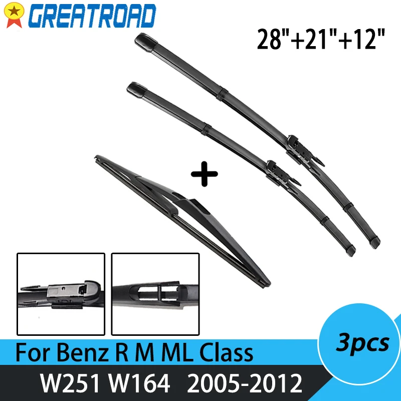 Wiper Front & Rear Wiper Blades Set For Mercedes Benz R M ML Class W251 W164 Windshield Windscreen 28\