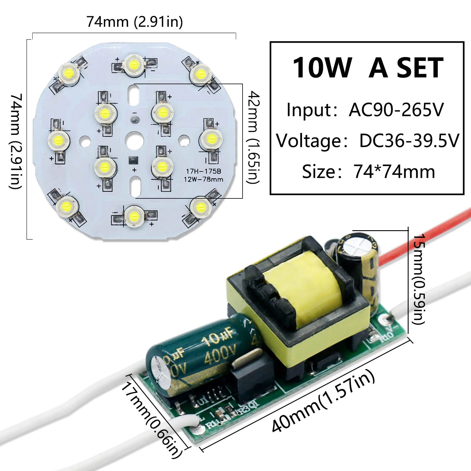 Imagem -02 - Diodo de Led 10w Cob Smd Lâmpada de Luz a Bordo com Driver de Led Embutido para Lâmpada de Luz Refletora Lâmpadas para Reparo Diy