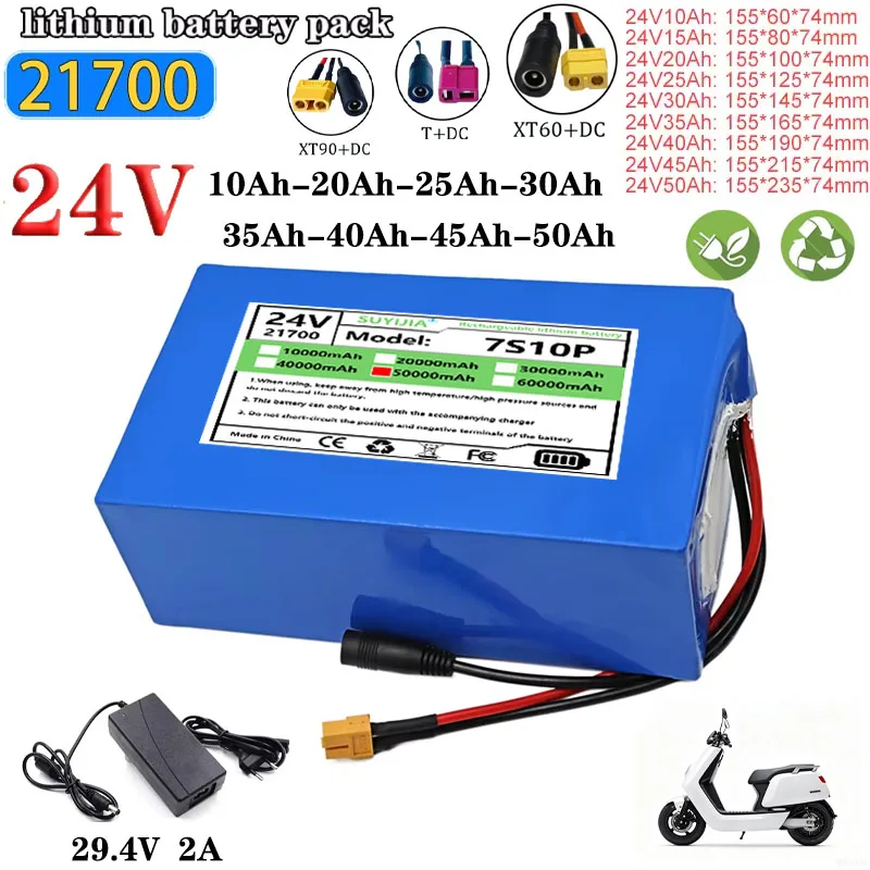Lithium Battery 24V 10Ah 15Ah 20Ah 25Ah 30Ah 35Ah 40Ah 45Ah 21700 for Electric Tools, Scooter, Wheelchair, Lawnmower + 29.4V