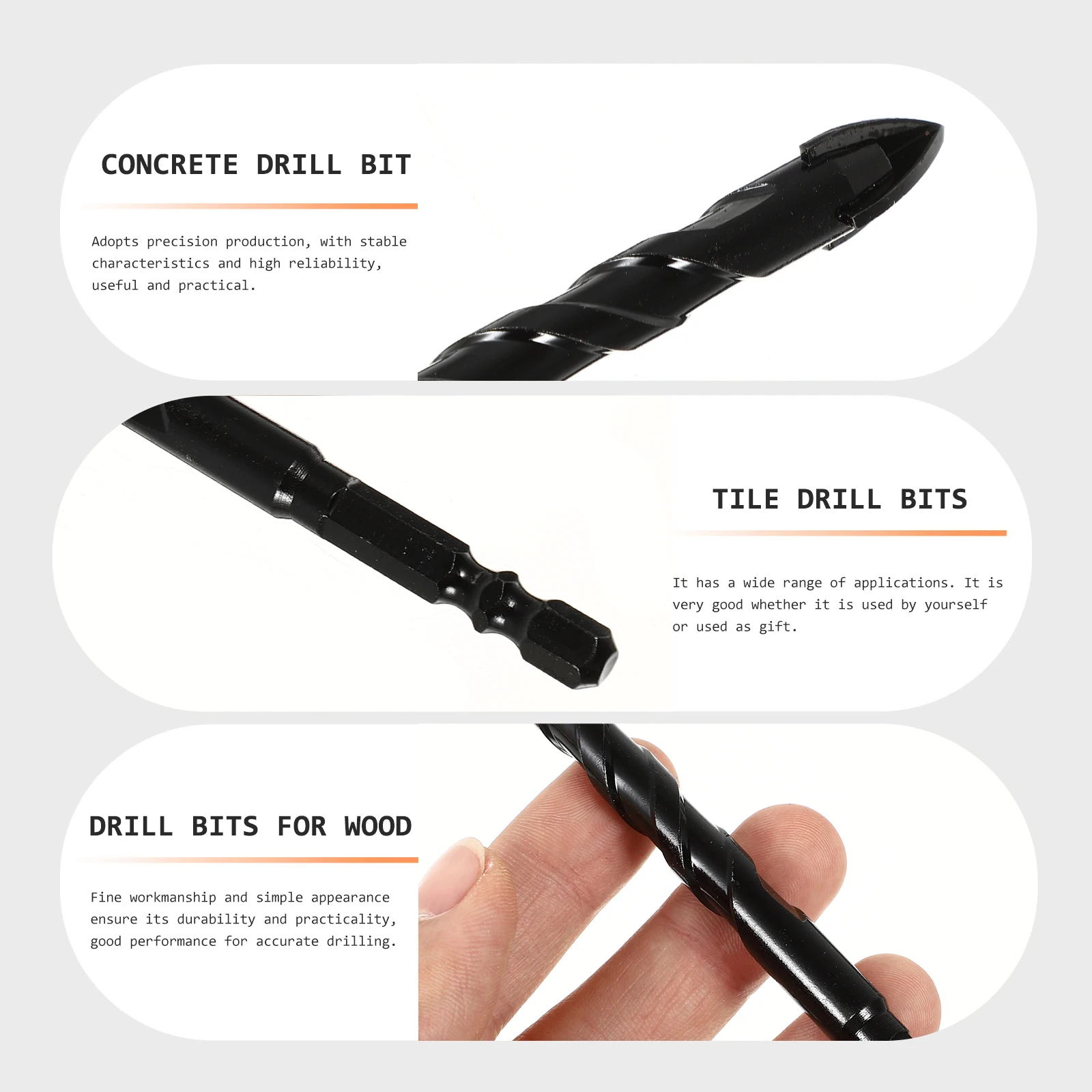 

5 шт. набор сверл для плитки, бетон, керамическая сталь, прочный, надежный для электрических сверлильных станков, твердосплавные сверла «сделай сам»