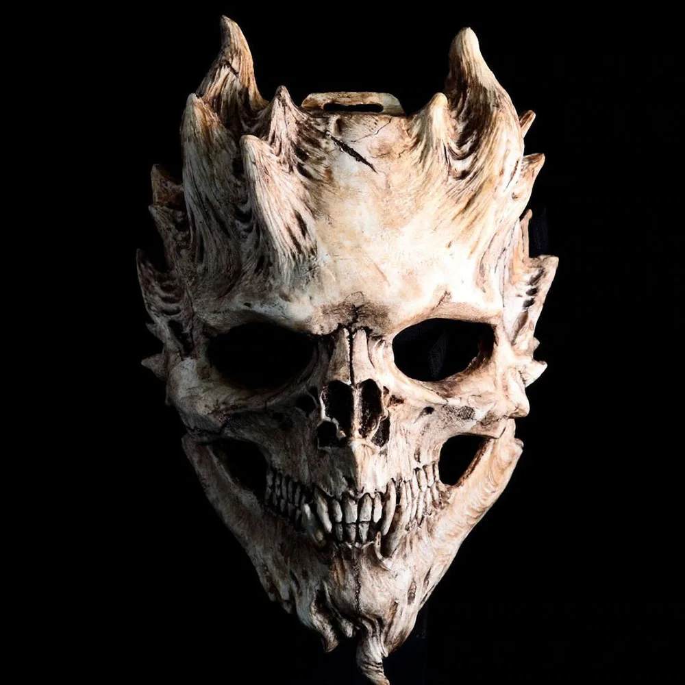 

Hot Halloween Devil Skull Mask Terrifying Old Bone Skull Half Face Mask Horror Prop Skinny Face Mask Wholesale