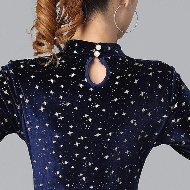 Nieuw Latin danskostuum voor volwassenen Fluwelen Cha Cha-jurk voor prestatiepraktijk Herfst Winterdanskleding