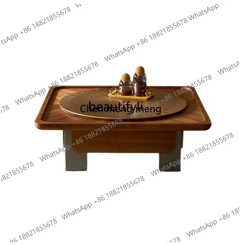 

Итальянский круглый журнальный столик для гостиной, домашний, в стиле лайт-люкс, для небольшой квартиры, дизайнерский, креативный, простой, из ореха, современный