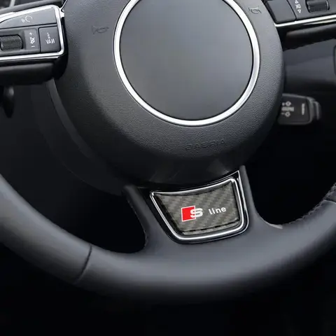 3D Carbon Fiber Black RS Logo S Line Emblem Car Steering Wheel Badge Sticker For Audi A1 A3 A4 A5 A6 A7 S3 S4 S5 S6 Accrssorie 10 best sales audi sline stickers - №3