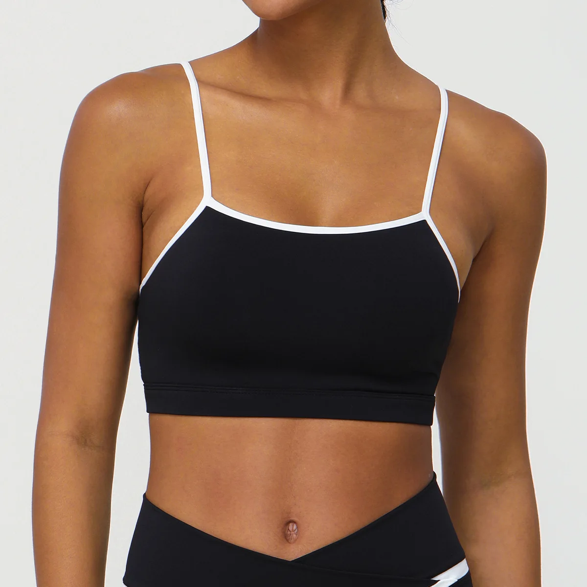 

New Color Matching Nude Thin Strap Yoga Bra Tight Summer Running Sports Underwear Shock-proof Fitness Vest Women