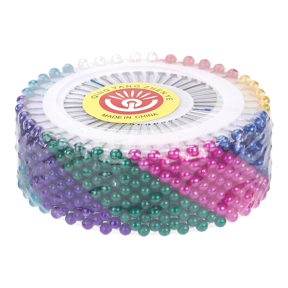 Multicolor Round Pearl Head Dressmaker Pins, Straight Quilting Fixing Needles for Fabric Positioning & Handmade Sewing Projects