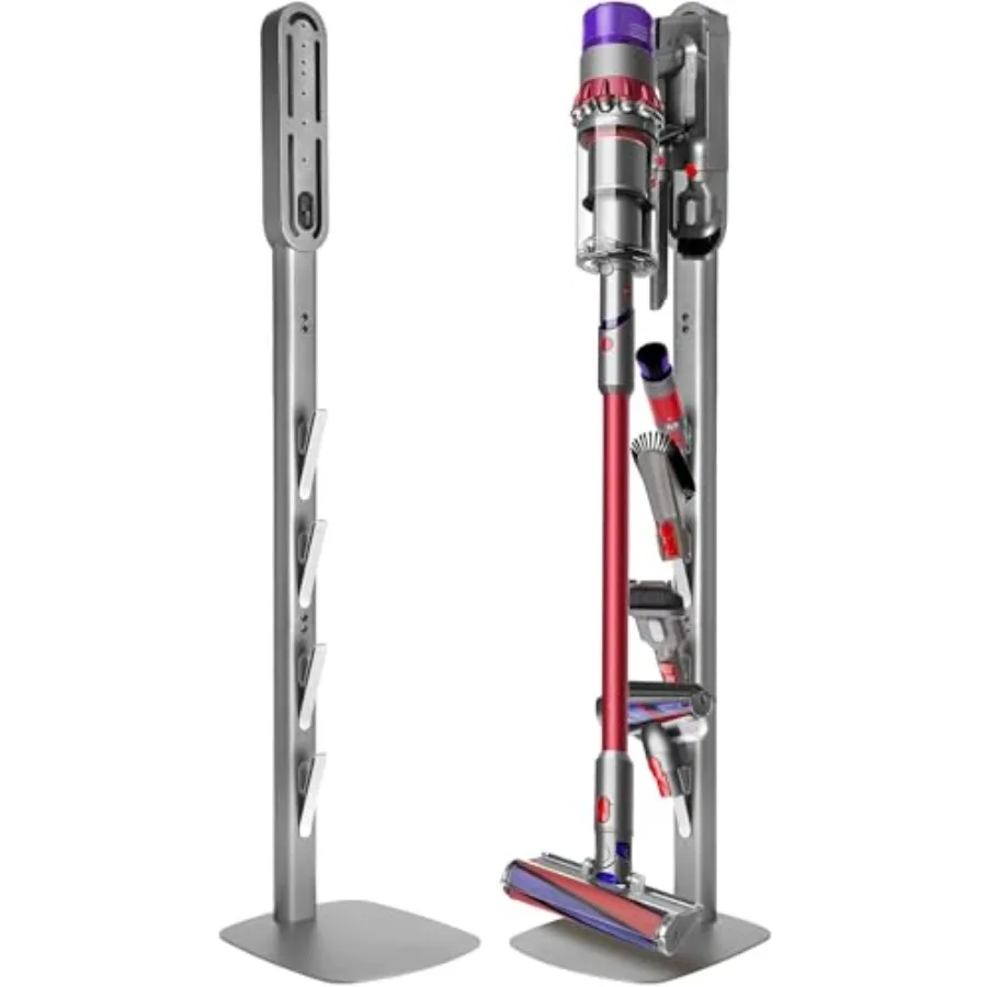 

Подставка для пылесосов Dyson Gen5 V15 V12 V11 V10 V8 V7 V6, сверхпрочный металлический кронштейн-органайзер с 4 крючками для аксессуаров и скрытой системой хранения шнура