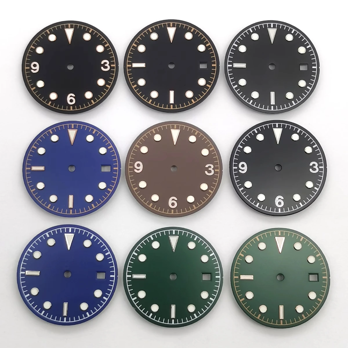 Customized NH35 8215 Watch Dial 30.5MM Green Luminous Dial Fit for NH35 NH36 8215 Movement Watch Faces Dial